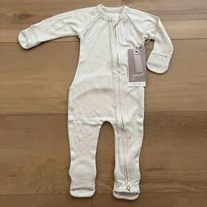 NWT Goumi Kids Birch Baby Footie SZ 3-6mo Cream Bamboo Zippy Sleeper